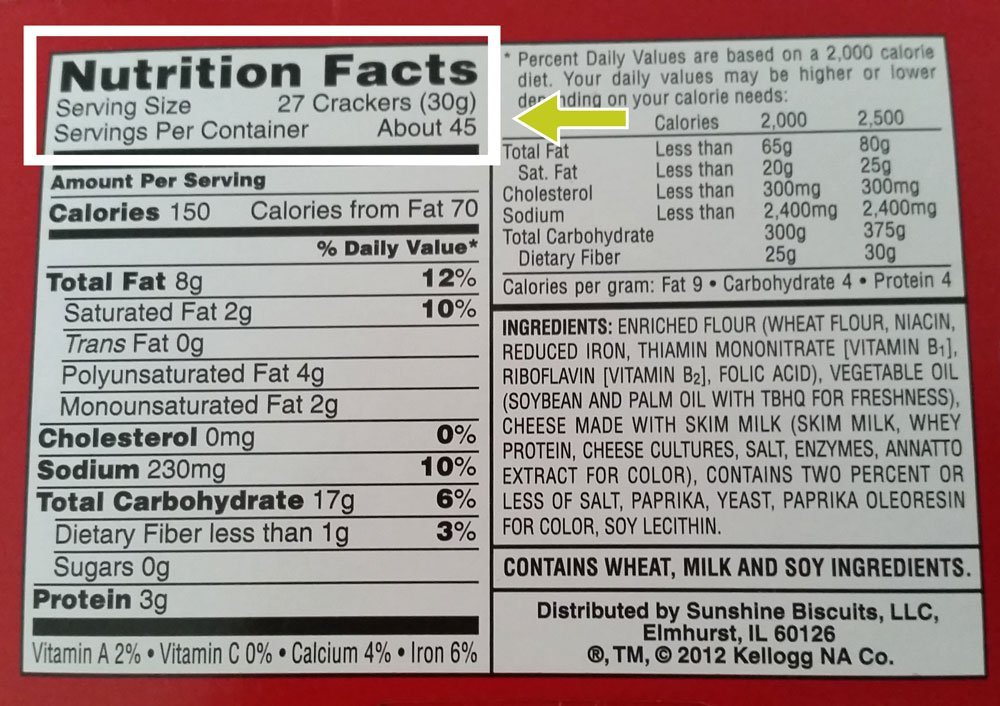 cheez it nutrition label