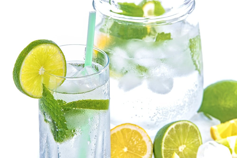 mineral water with lime